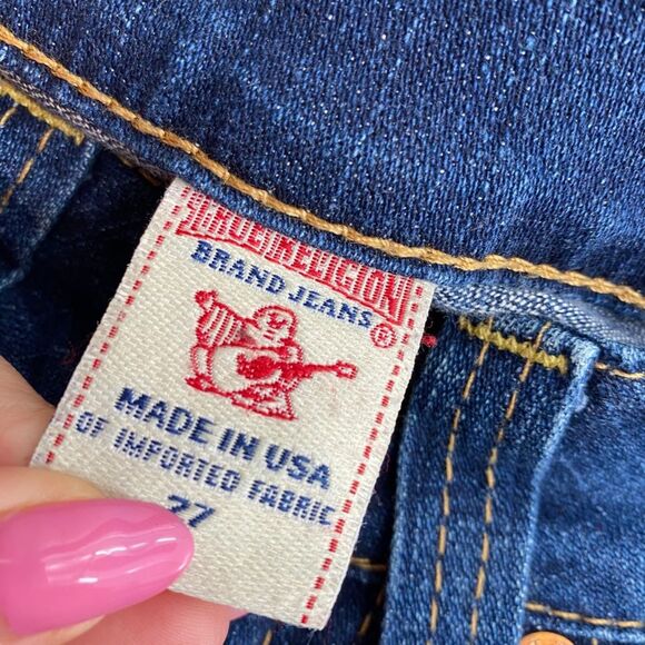 Y2K True Religion Women's Size 27x34 Joey Flare Jeans Low Rise Denim Distressed - Picture 3 of 12